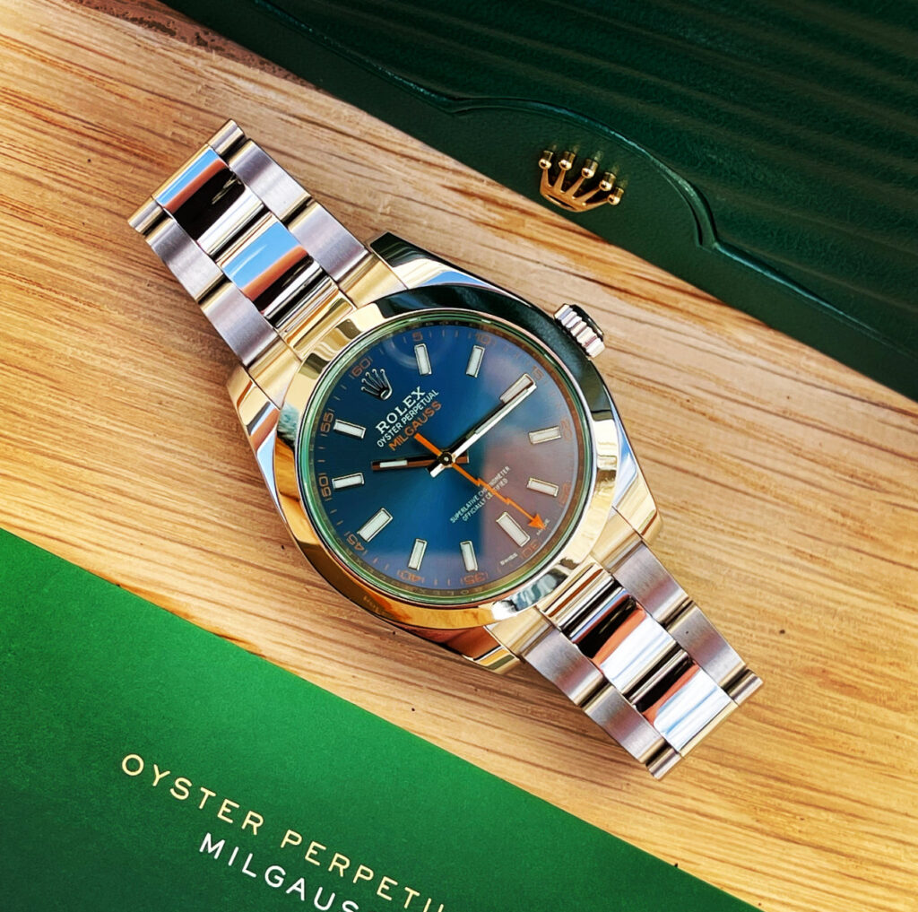 Rolex Milgauss 116400GV Blue.