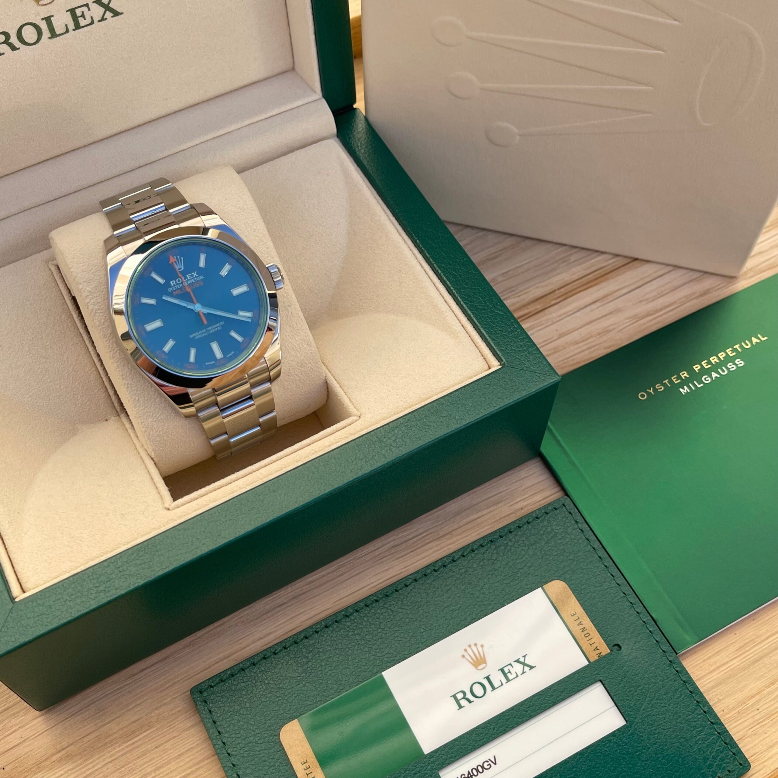 Rolex Milgauss 116400GV Blue.